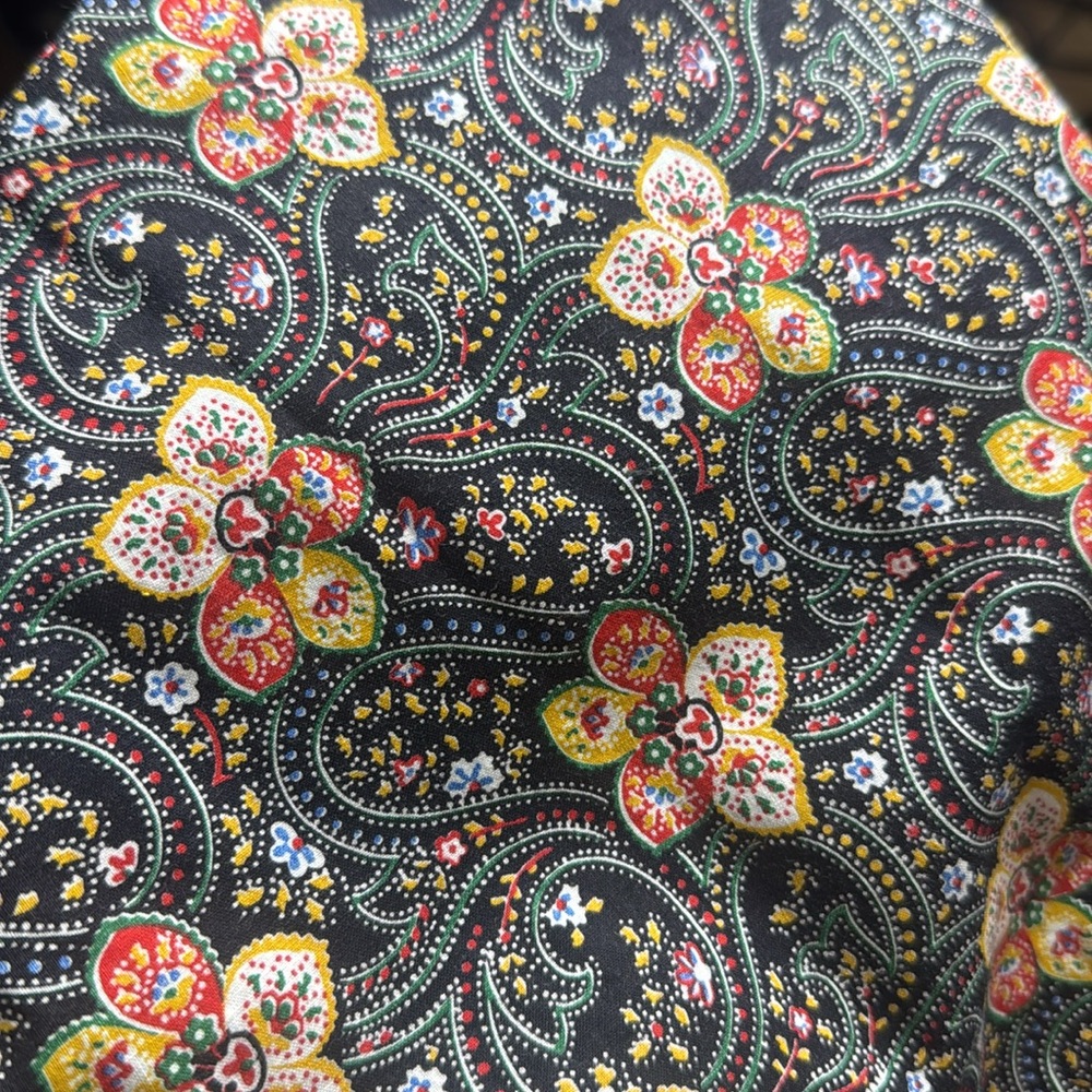 Vintage Rare Gunne Sax Floral Paisley Print Long Sleeve Dress Black and Red - Picture 11 of 13